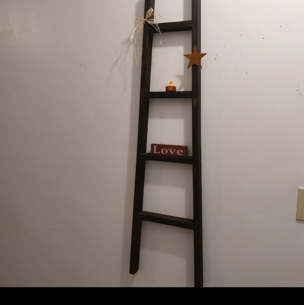 Rustic Black Decorative Ladder with Love Sign 46"